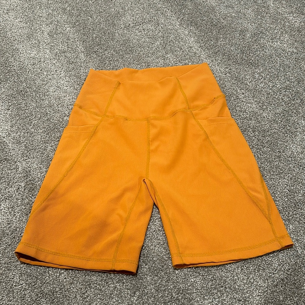 WILO the label orange ribbed biker‎ shorts size L